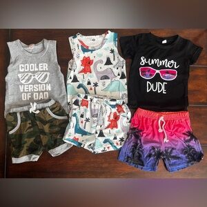 Kids Summer Graphic Tank and Shorts Set - Size 100 - 6 Pieces